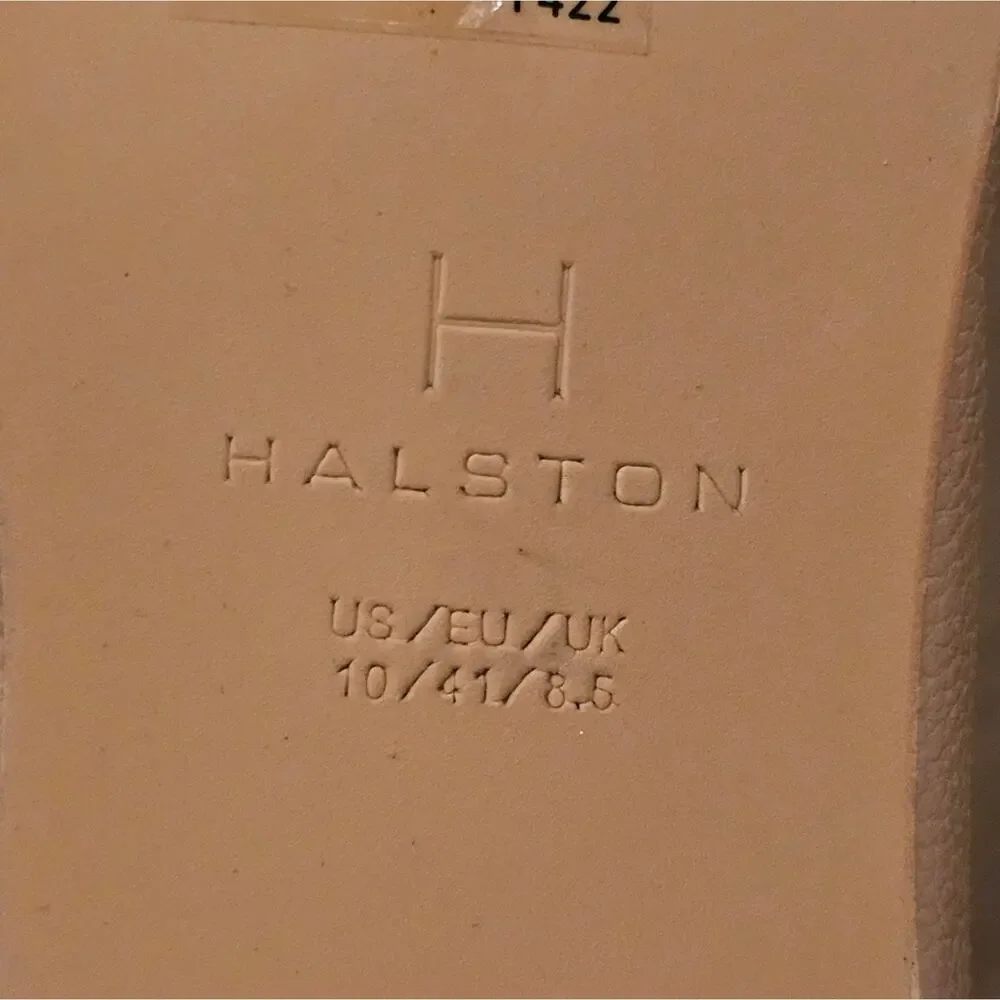 HALSTON PARIS Beige Pebbled‎ Leather Block Heel PUMPS Heels Size 10